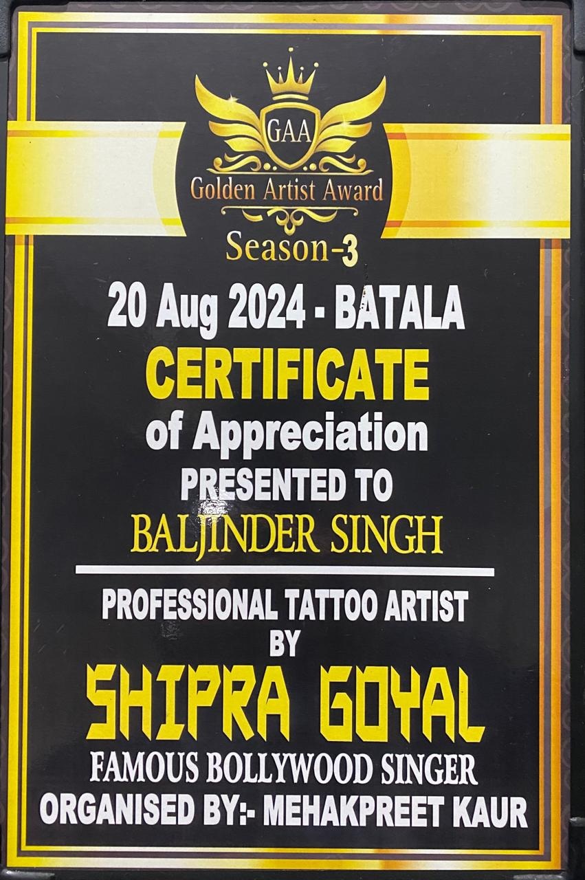 Custom Tattoo Artist - Baljinder Singh